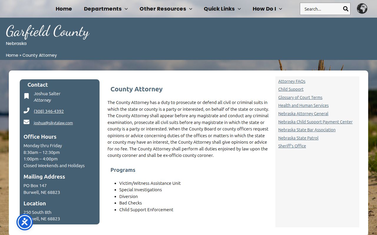 Garfield County arrest warrant search County Attorney contact