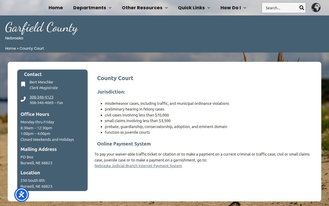 Garfield County warrant records court contact page
